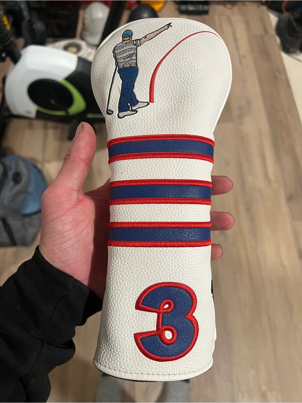 White, Blue and Red Golf Club Headcover - Brand Unspecified
